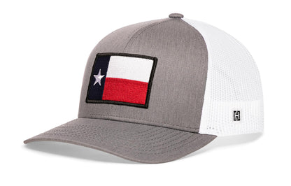 Texas Flag Trucker Haka Hat Gray-White TX Snapback