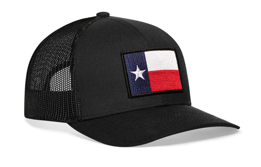 Texas Flag Trucker Haka Hat Black TX Snapback