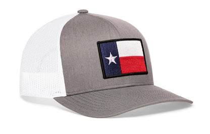 Texas Flag Trucker Haka Hat Gray-White TX Snapback