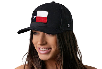 Texas Flag Trucker Haka Hat Black TX Snapback