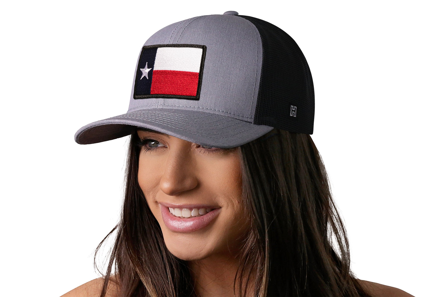 Texas Flag Trucker Haka Hat Gray-Black TX Snapback