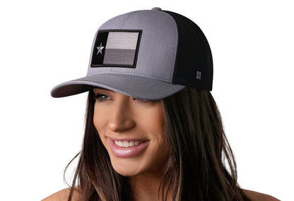 Texas Flag Trucker Haka Hat Gray-Black TX Snapback