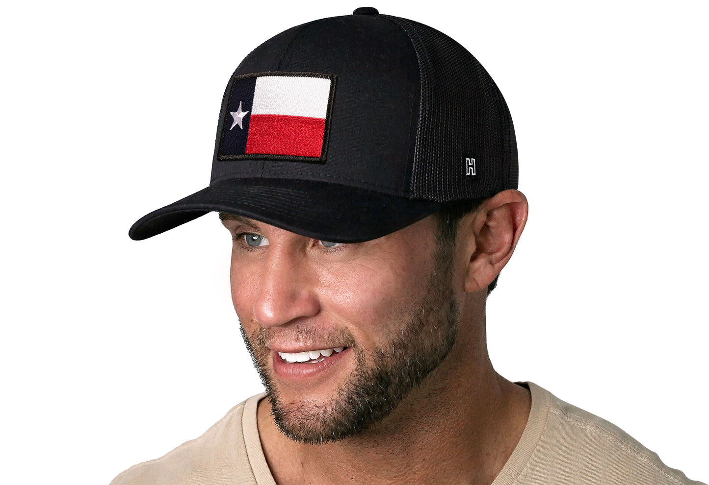 Texas Flag Trucker Haka Hat Black TX Snapback