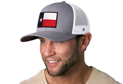 Texas Flag Trucker Haka Hat Gray-White TX Snapback