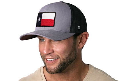 Texas Flag Trucker Haka Hat Gray-Black TX Snapback