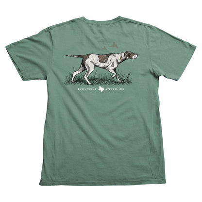 Paris Texas Apparel Co. Pointer Hunting Dog Pocket Mens T Shirt Pine
