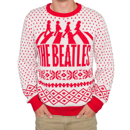 The Beatles Abbey Road LP Cover Red White Unisex Ugly Christmas Sweater