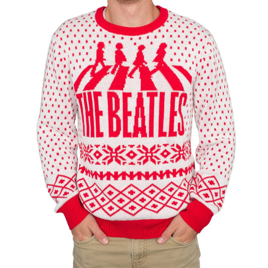 The Beatles Abbey Road LP Cover Red White Unisex Ugly Christmas Sweater