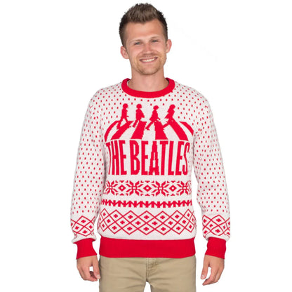 The Beatles Abbey Road LP Cover Red White Unisex Ugly Christmas Sweater
