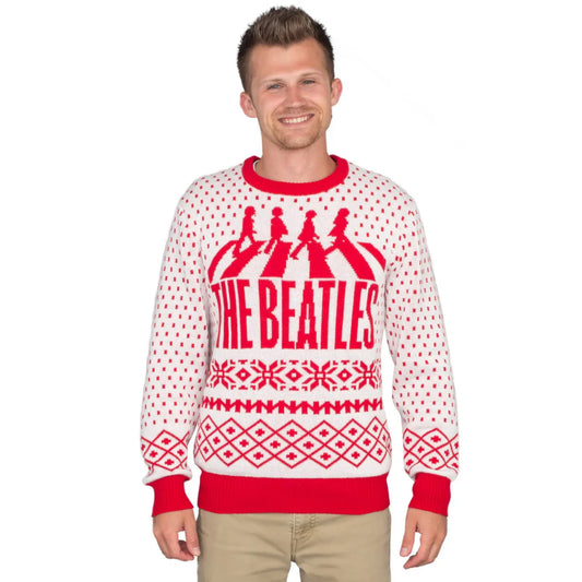 The Beatles Abbey Road LP Cover Red White Unisex Ugly Christmas Sweater