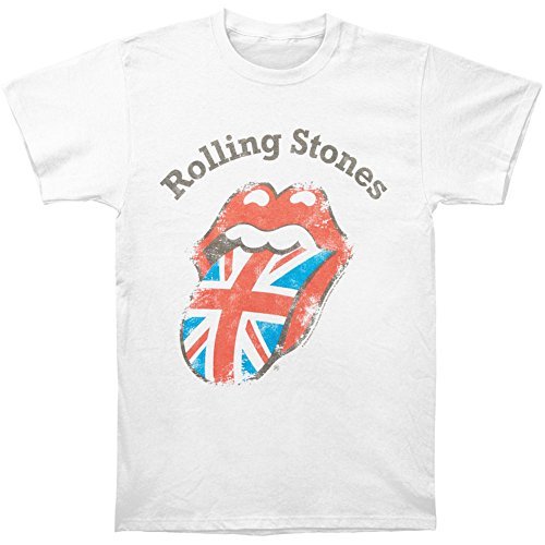 The Rolling Stones Men'S The Rolling Stones Distressed Union Jack T-Shirt,White,Small Mens T Shirt
