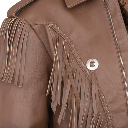 Cowboy Traditional Leather Western Jacket with Fringe Halloween Costume