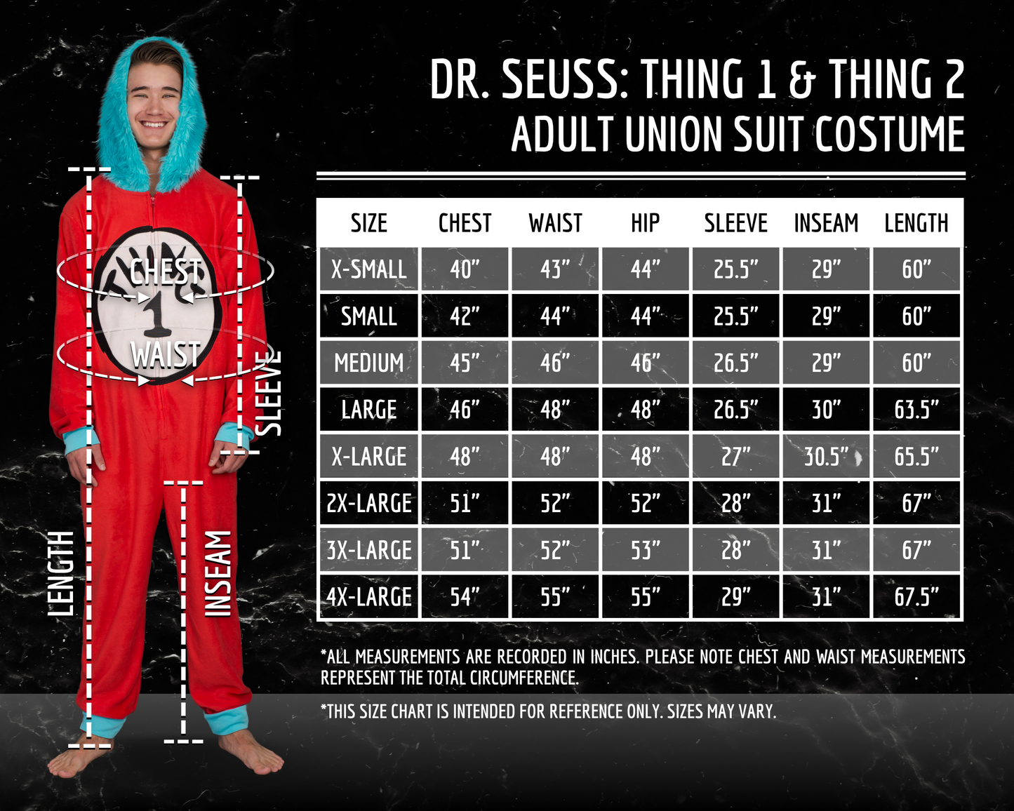 Thing 1 to 6 Interchangeable Patches Adult Union Suit