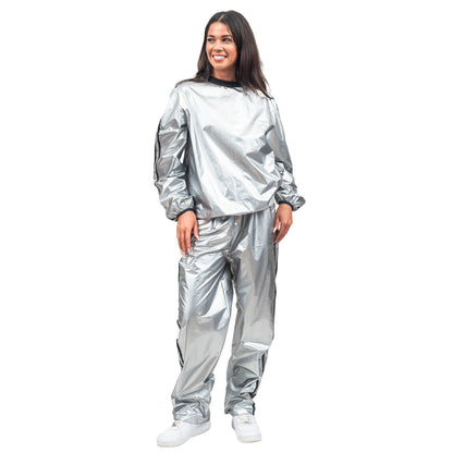 Todd and Margo Shiny Silver 2 Piece Workout Top and Pants Halloween Costume Set