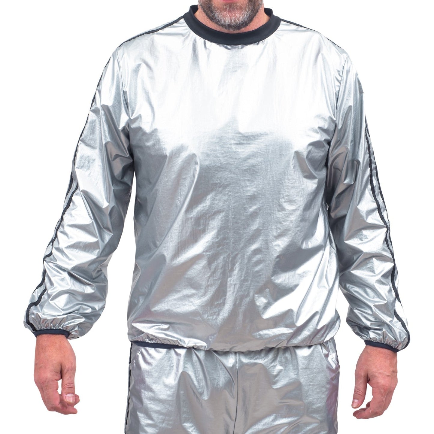 Todd and Margo Shiny Silver 2 Piece Workout Top and Pants Halloween Costume Set