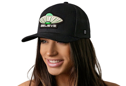Believe Trucker Haka Hat Black Alien UAP Snapback