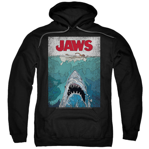Jaws Lined Poster Mens Hoodie Black