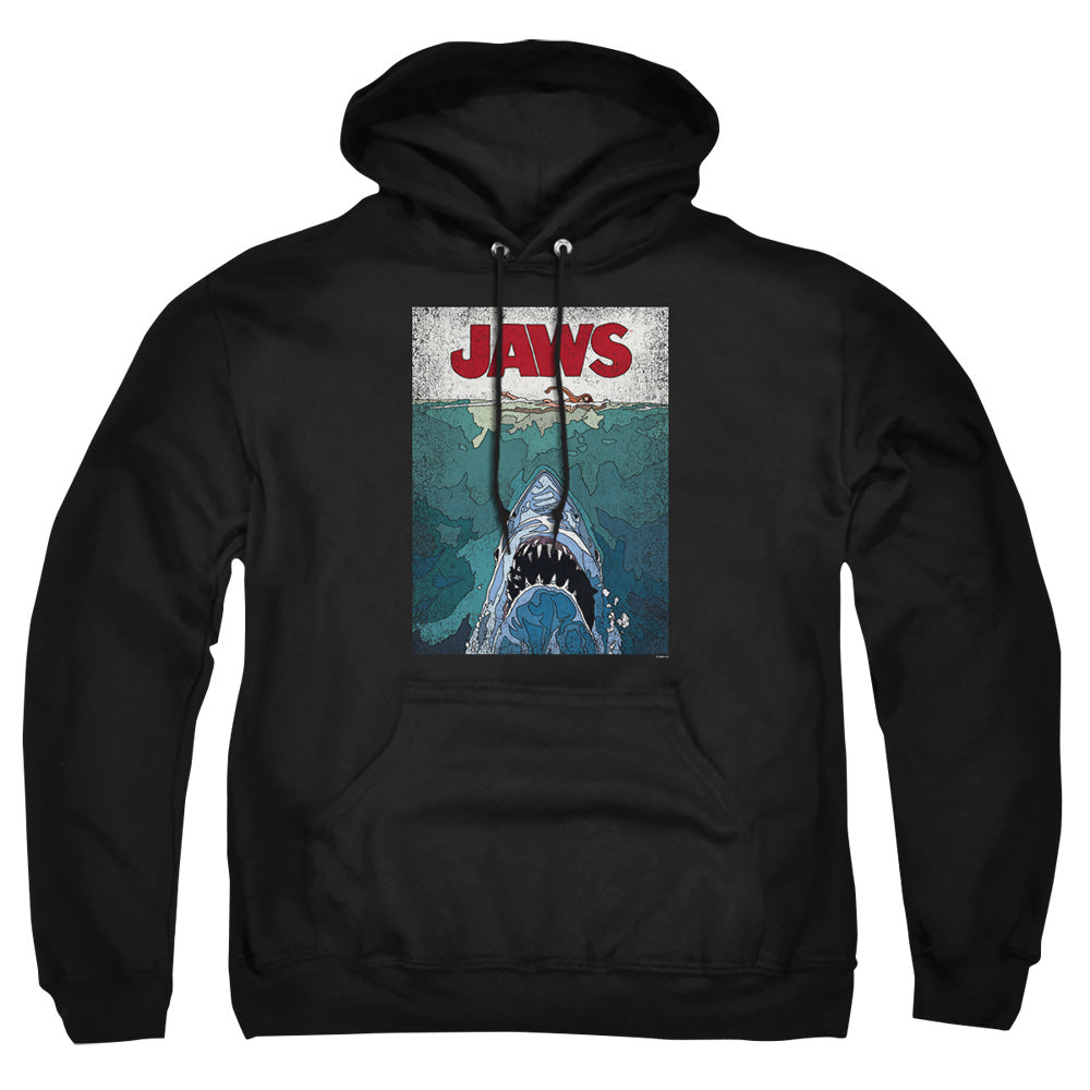 Jaws Lined Poster Mens Hoodie Black