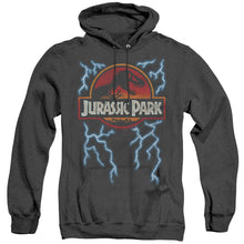 Load image into Gallery viewer, Jurassic Park Lightning Logo Heather Mens Hoodie Black
