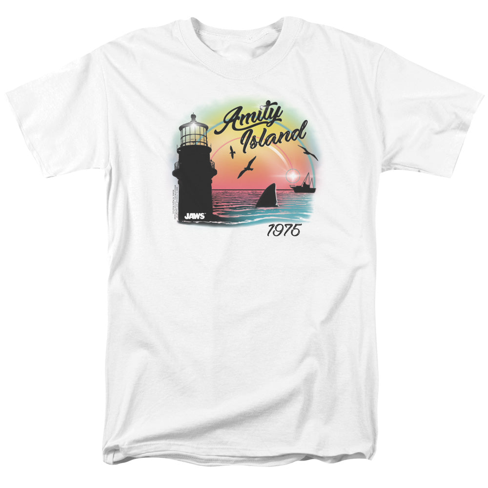 Jaws Amity Island Mens T Shirt White