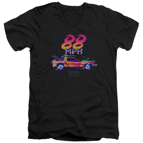 Back To The Future 88 MPH Mens Slim Fit V-Neck T Shirt Black