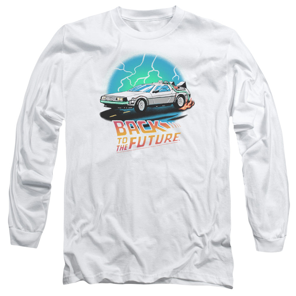 Back To The Future Bttf Airbrush Mens Long Sleeve Shirt White
