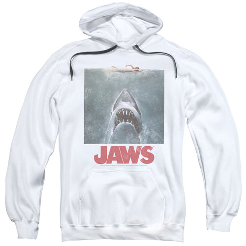 Jaws Distressed Jaws Mens Hoodie White