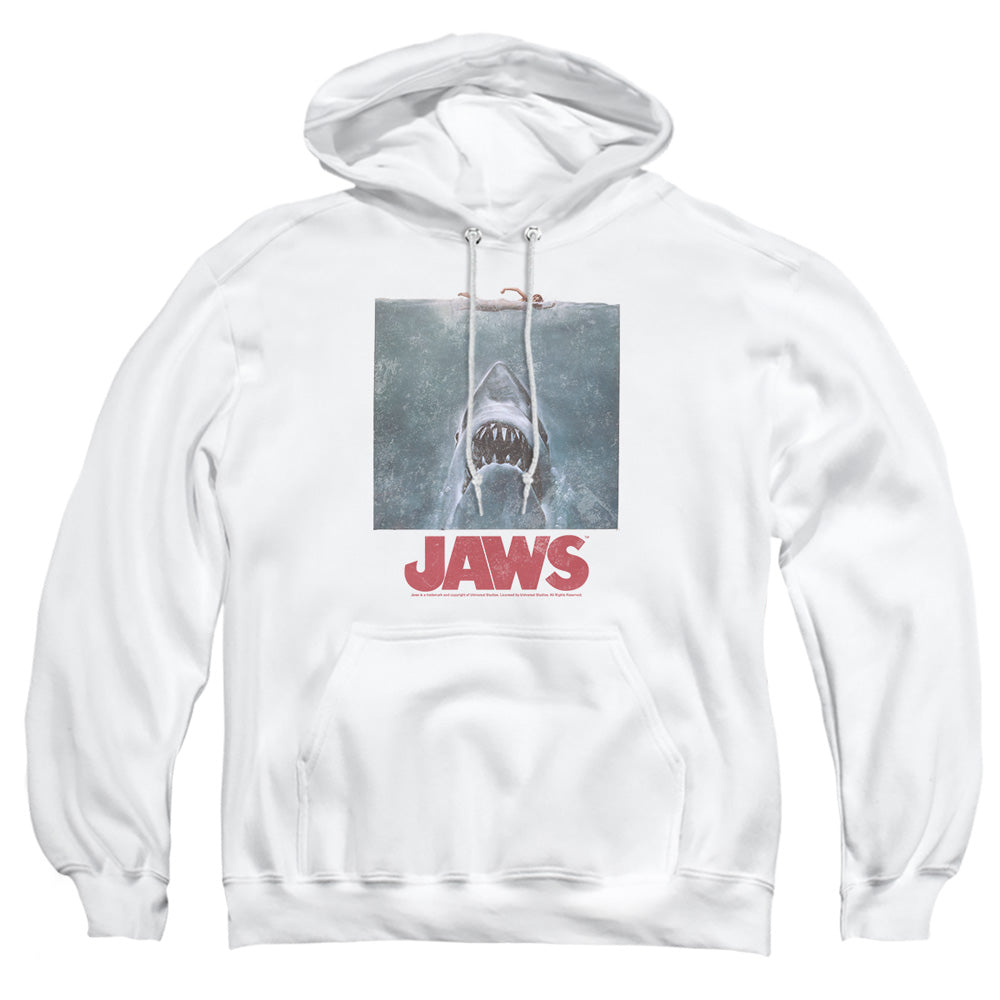 Jaws Distressed Jaws Mens Hoodie White