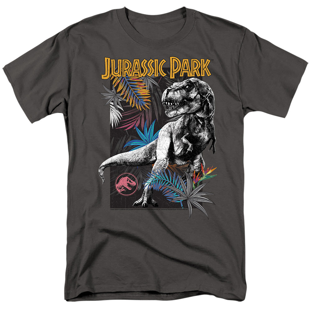 Jurassic Park Foliage Mens T Shirt Charcoal