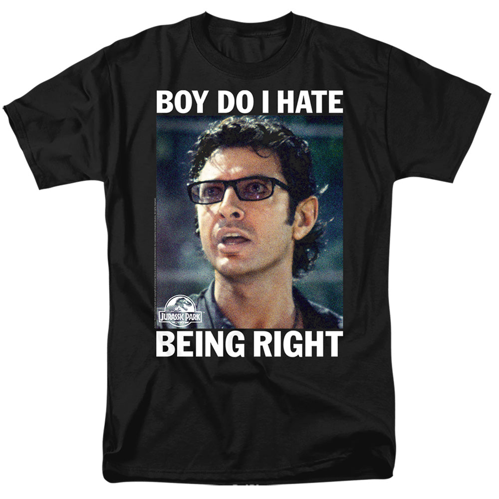 Jurassic Park Ian Malcolm Being Right Mens T Shirt Black
