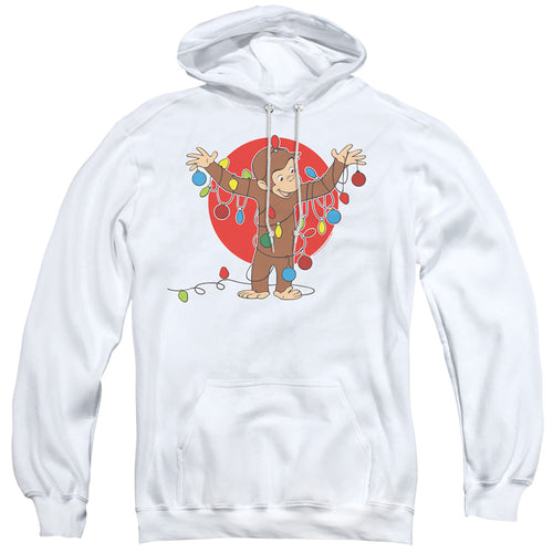 Curious George Lights Mens Hoodie White