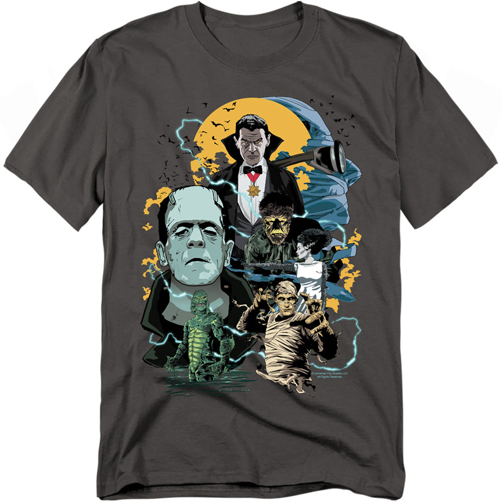 Universal Monsters Monster Mash Mens T Shirt Charcoal