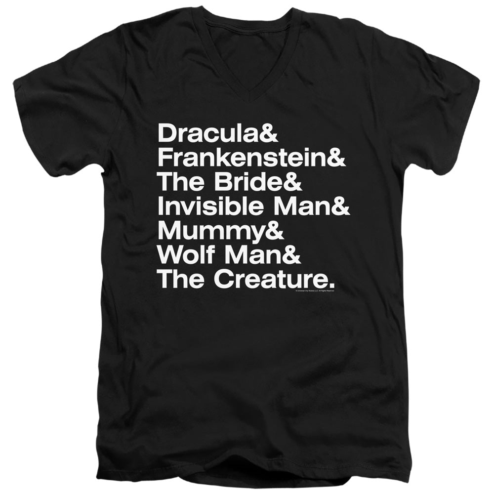 Universal Monsters Ampersand Monsters Mens Slim Fit V-Neck T Shirt Black