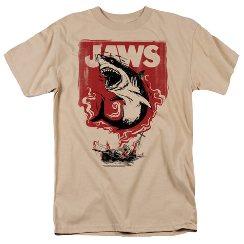 Jaws Ocean Terror Mens T Shirt Sand