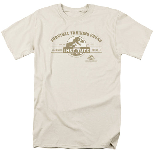 Jurassic Park Survival Training Squad Mens T Shirt Sand