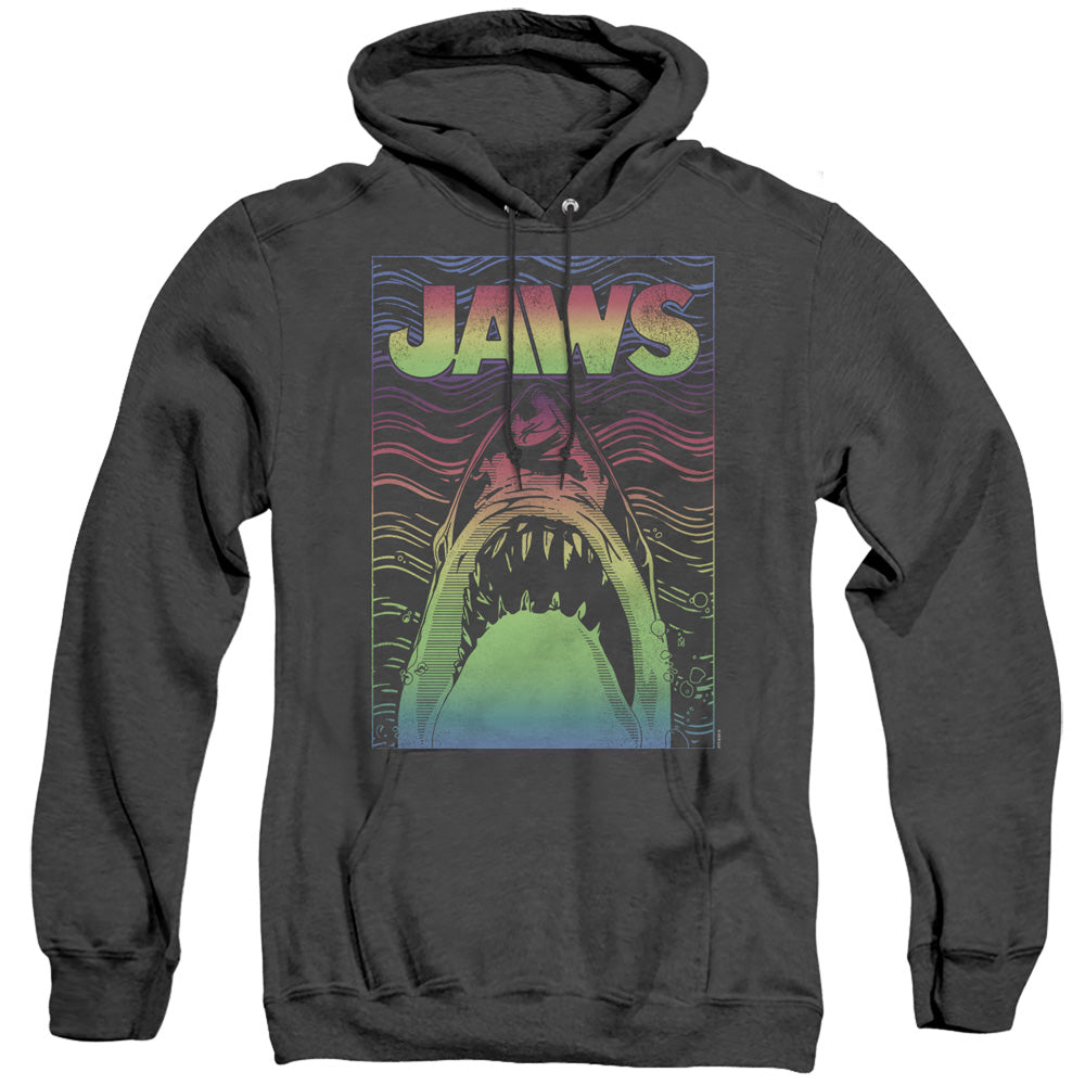 Jaws Neon Line Art Poster Heather Mens Hoodie Black