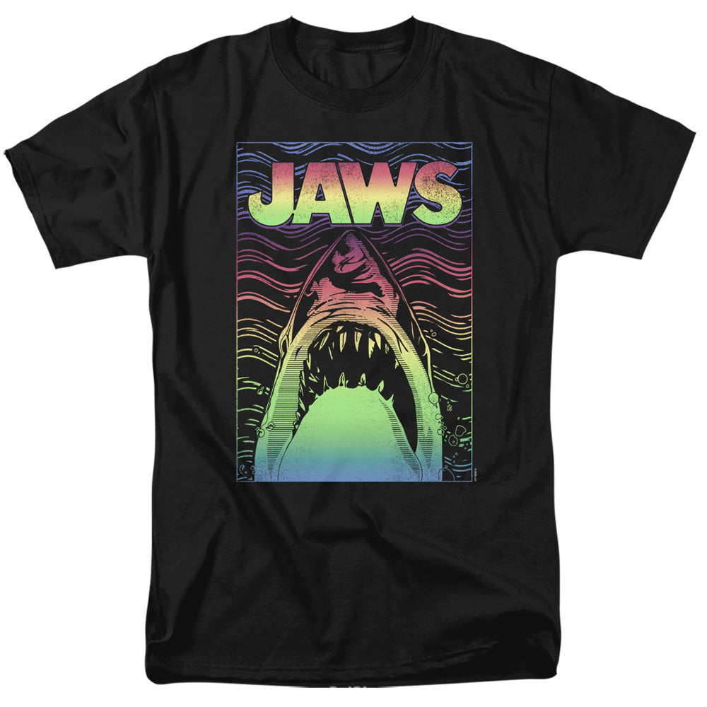 Jaws Neon Line Art Poster Mens T Shirt Black