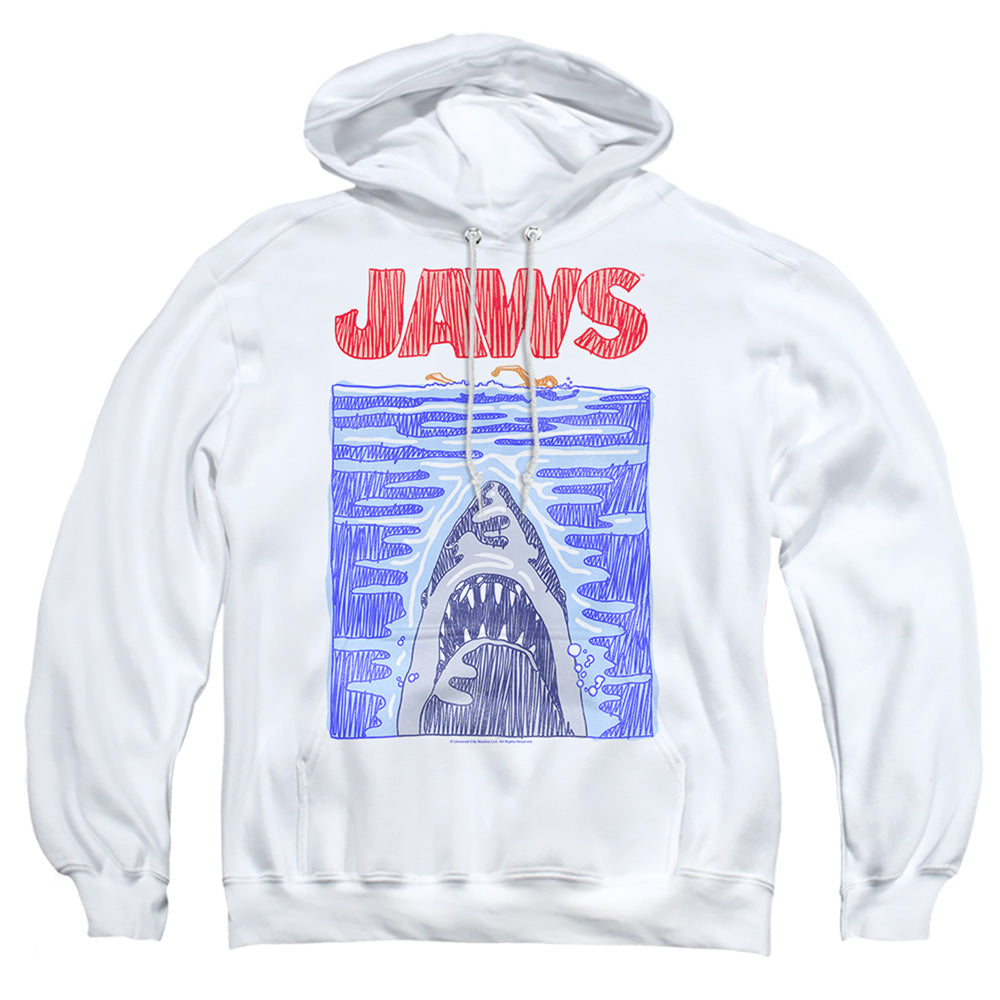Jaws Scribble Poster Mens Hoodie White