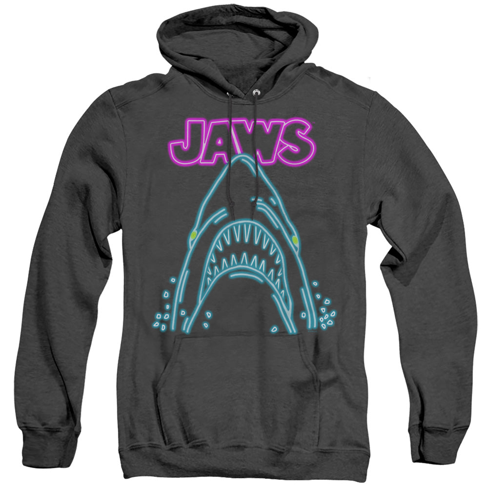 Jaws Neon Jaws Heather Mens Hoodie Black