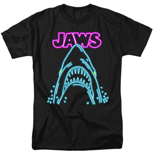 Jaws Neon Jaws Mens T Shirt Black