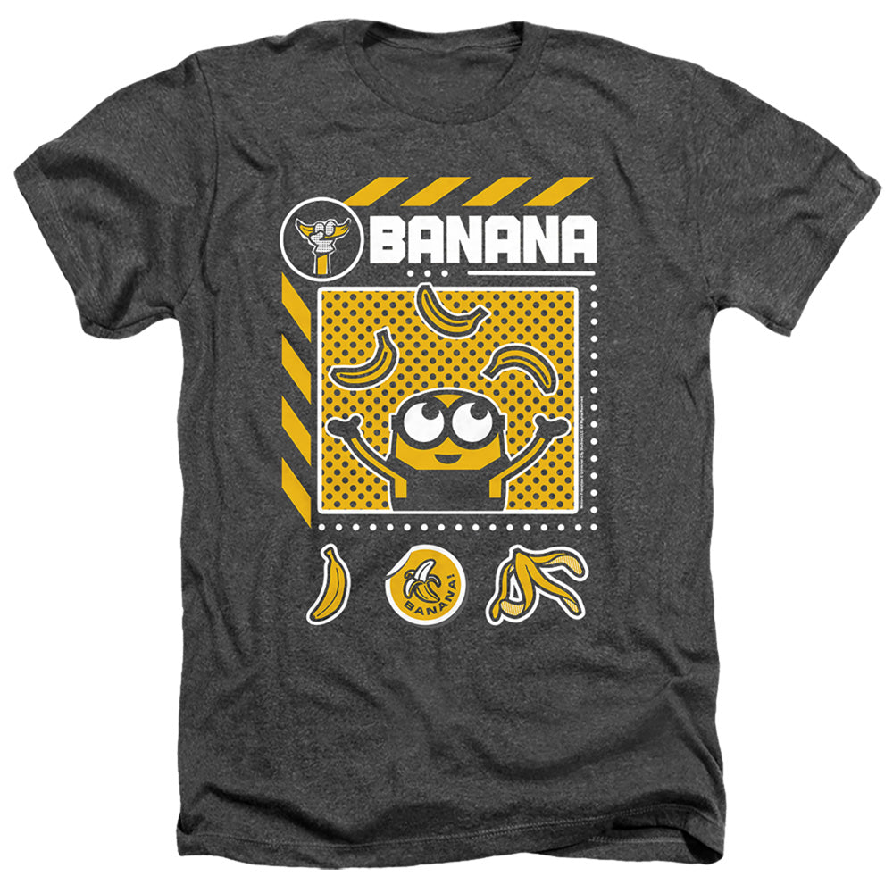 Minions Banana Icons Heather Mens T Shirt Charcoal