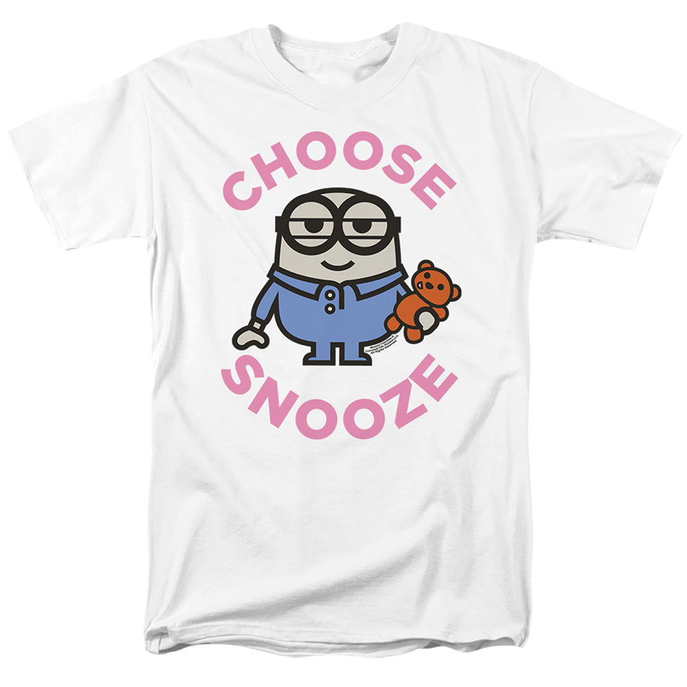Minions Choose Snooze Mens T Shirt White