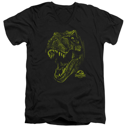 Jurassic Park Rex Mount Mens Slim Fit V-Neck T Shirt Black