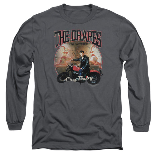 Cry Baby Drapes Mens Long Sleeve Shirt Charcoal