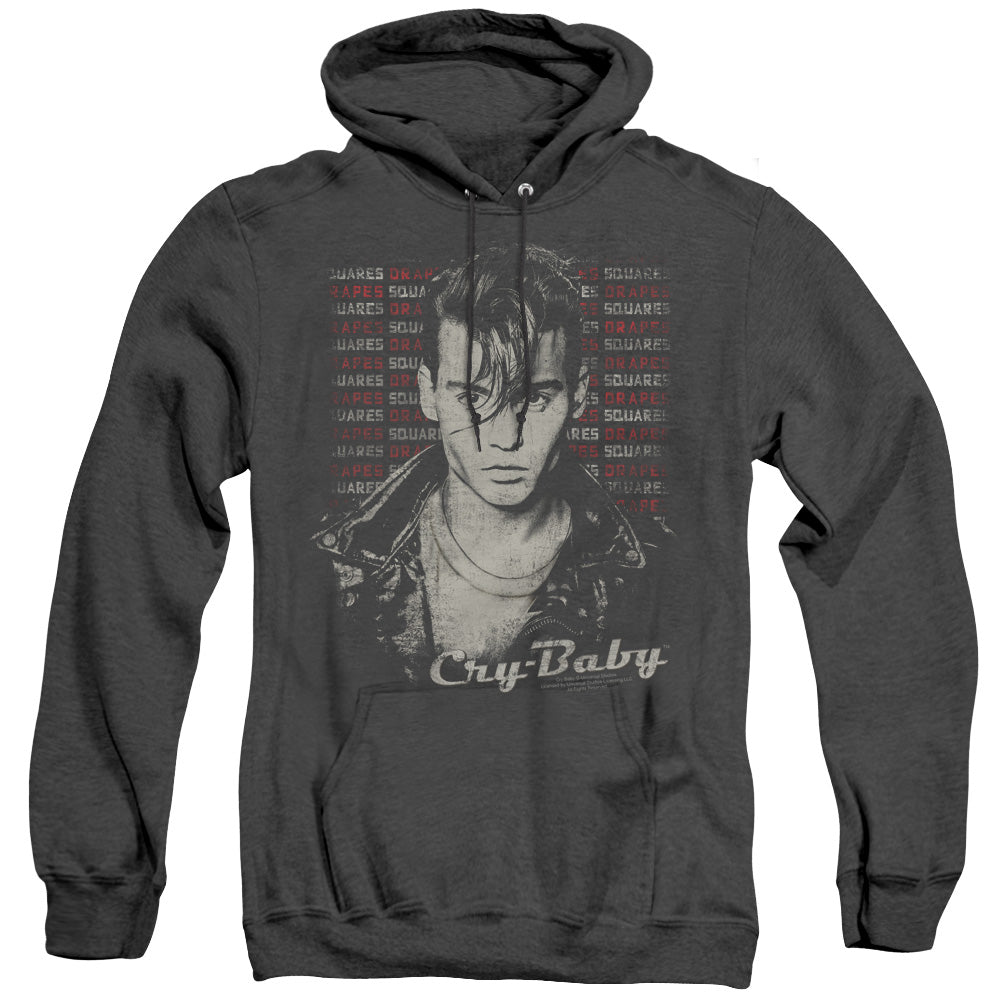 Cry Baby Drapes & Squares Heather Mens Hoodie Black