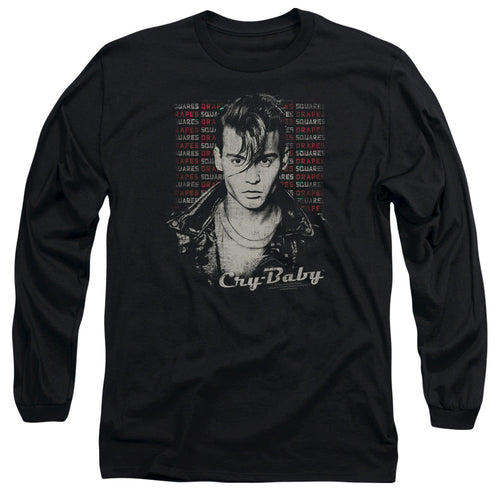 Cry Baby Drapes and Squares Mens Long Sleeve Shirt Black