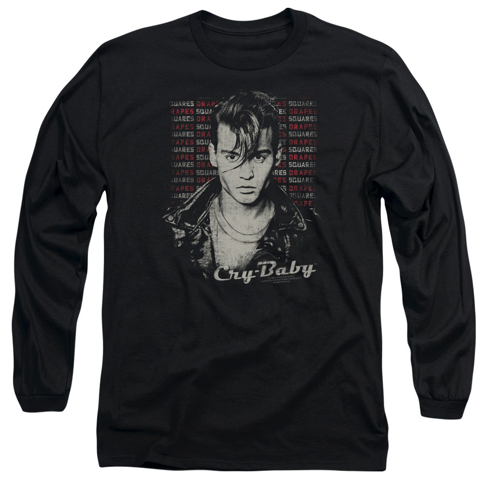 Cry Baby Drapes And Squares Mens Long Sleeve Shirt Black Black