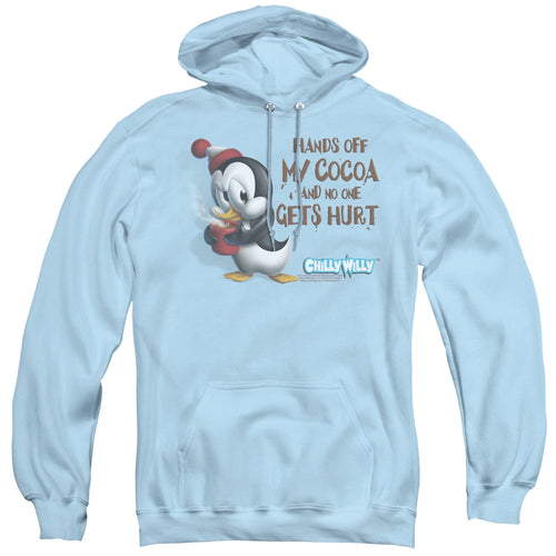 Chilly Willy Hands Off Mens Hoodie Light Blue