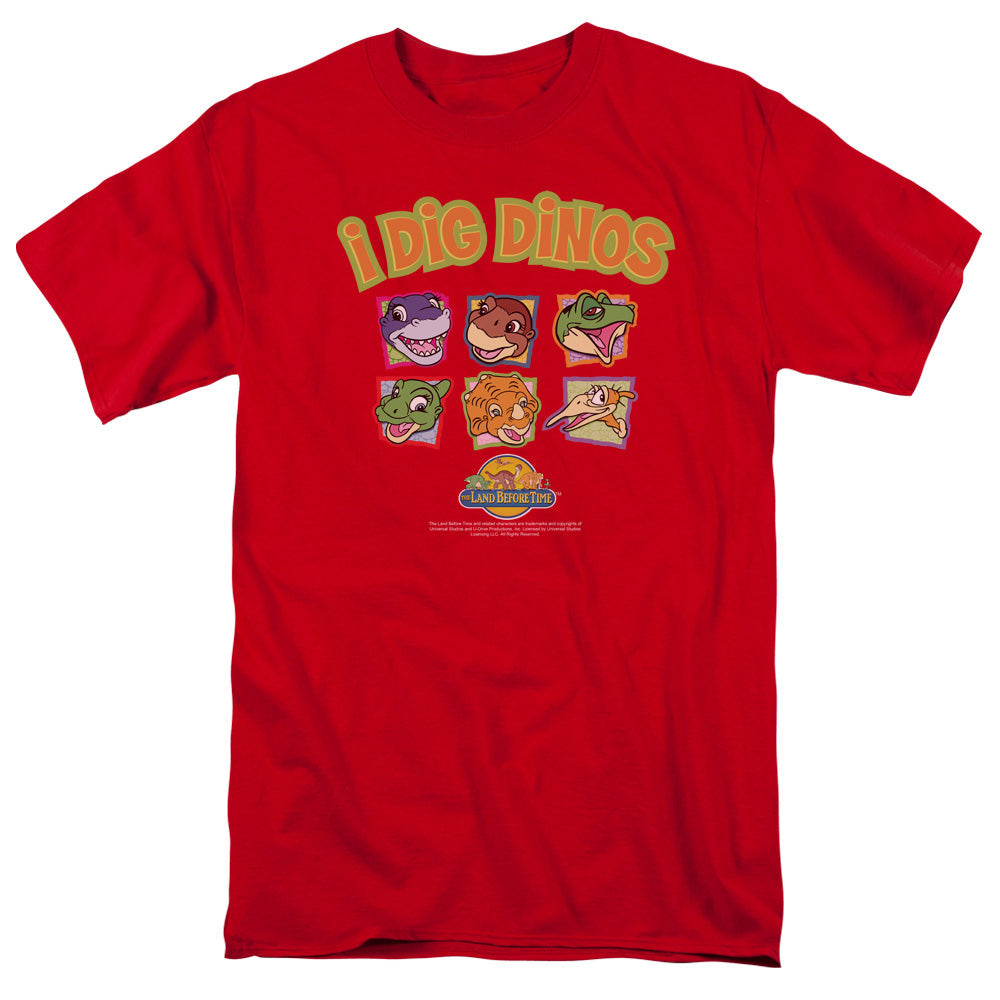 Land Before Time I Dig Dinos Mens T Shirt Red