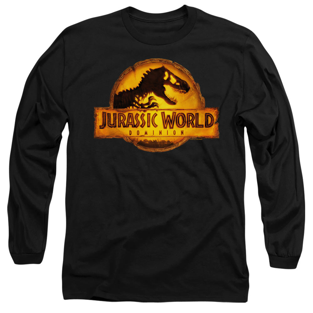 Jurassic World Rendered Logo Mens Long Sleeve Shirt Black Officially Licensed